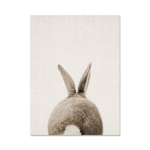 Rabbit Before and After the Computer Printing Decorative Painting Frameless Core, Size: 21x30cm (Brown Rabbit Back)