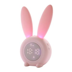 Cute Rabbit Silicone Induction Small Alarm Clock (Pink)