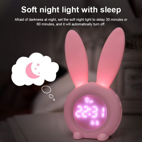 Cute Rabbit Silicone Induction Small Alarm Clock (Pink) - Image 10