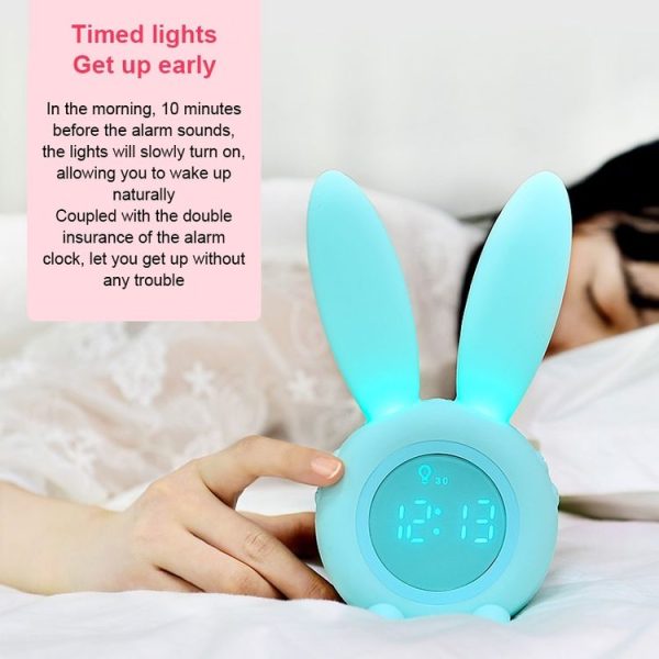 Cute Rabbit Silicone Induction Small Alarm Clock (Pink) - Image 6