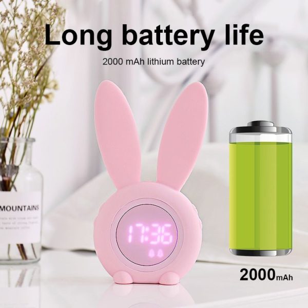 Cute Rabbit Silicone Induction Small Alarm Clock (Pink) - Image 8