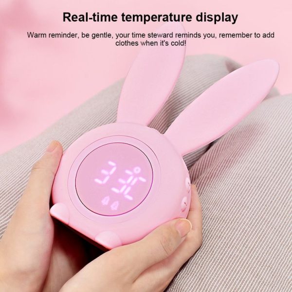 Cute Rabbit Silicone Induction Small Alarm Clock (Pink) - Image 9