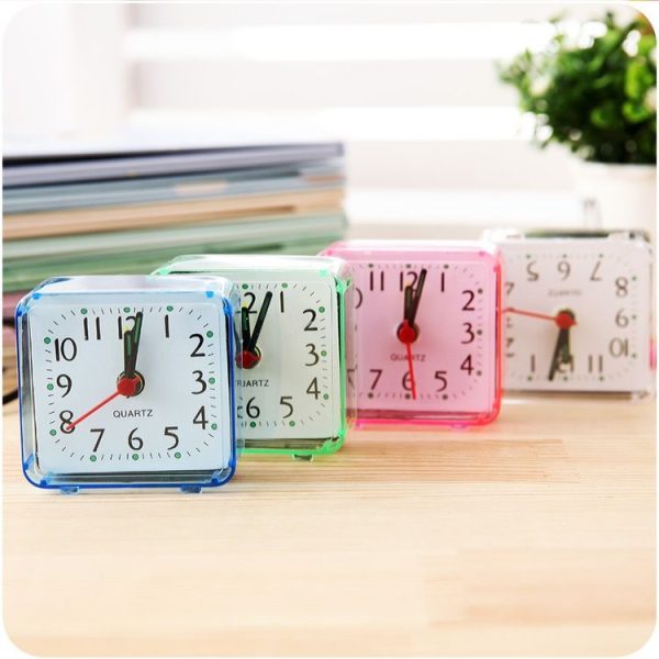 Square Alarm Clock Transparent Case Compact Digital Mini Bedroom Bedside Office Electronic Clock (White) - Image 6