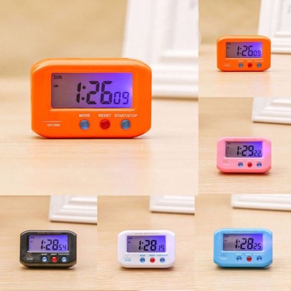 Portable Pocket Sized Digital Electronic Travel Alarm Clock Automotive Electronic Luminous Stopwatch LCD Clock (Black) - Image 3
