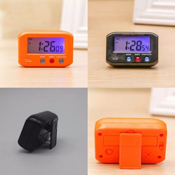 Portable Pocket Sized Digital Electronic Travel Alarm Clock Automotive Electronic Luminous Stopwatch LCD Clock (Black) - Image 6