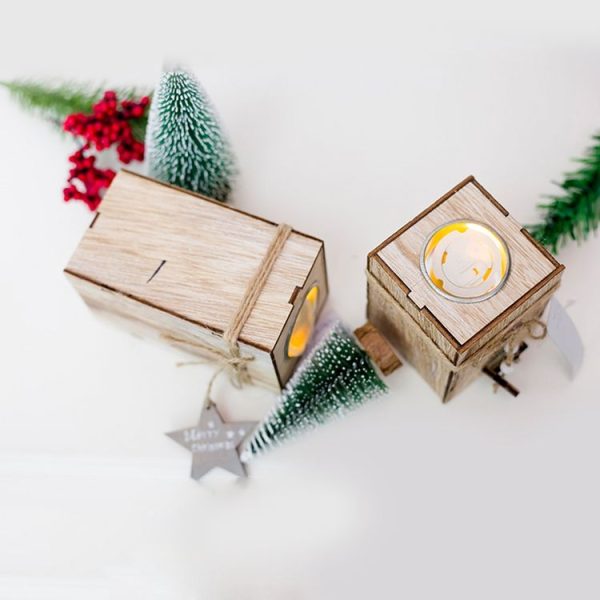 2 PCS Creative Christmas Mini Wooden Candlestick Christmas Home Decoration Desktop Decoration, Size: L - Image 3