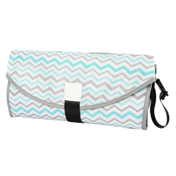 Baby Changing Diaper Pad Portable Folding Waterproof Nursing Pad, Size: One size (Green gray waves) - Image 2