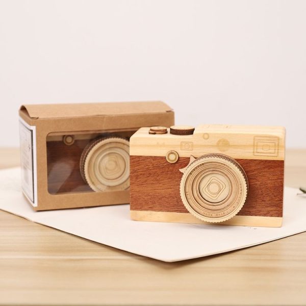 Wooden Box Retro Camera Design Classical Melody Birthday Home Decoration Fragile goods (A) - Image 3