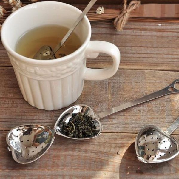 2 PCS Stainless Steel Practical Heart Shape Tea Infuser Spoon Strainer - Image 2