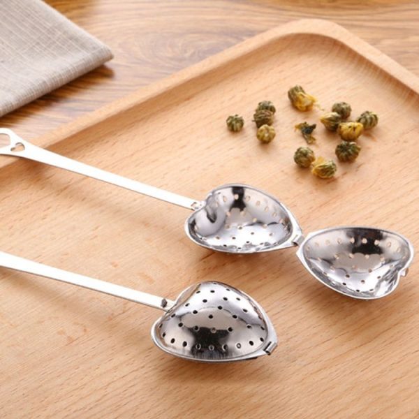 2 PCS Stainless Steel Practical Heart Shape Tea Infuser Spoon Strainer - Image 3