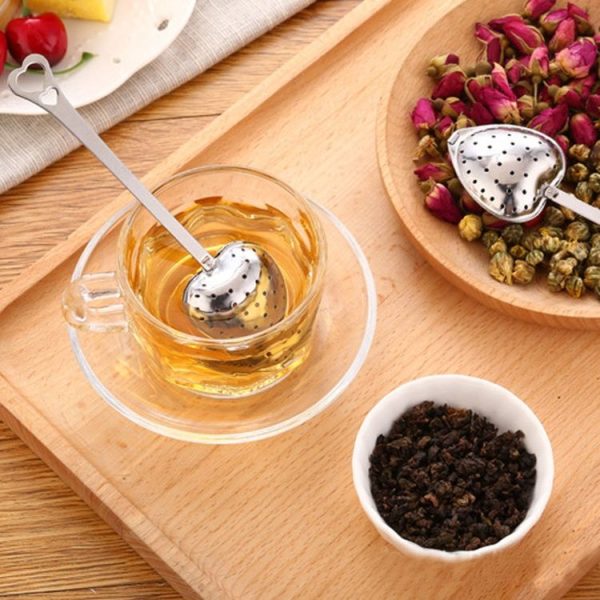 2 PCS Stainless Steel Practical Heart Shape Tea Infuser Spoon Strainer - Image 4