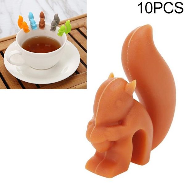 10 PCS Silicone Squirrel Tea Bag Multi-function Wine Glass Cup Recognizer (Coffee)