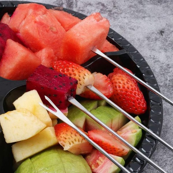 Stainless Steel Wooden Handle Chocolate Fork Hot Pot Forks Cheese Fruit Dessert Fork Fondue Melting Skewer Kitchen Tools, Random Color Delivery - Image 3