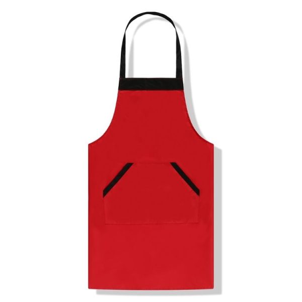 Solid Color Polyester Home Apron Antifouling Simple Adult Apron (Red)
