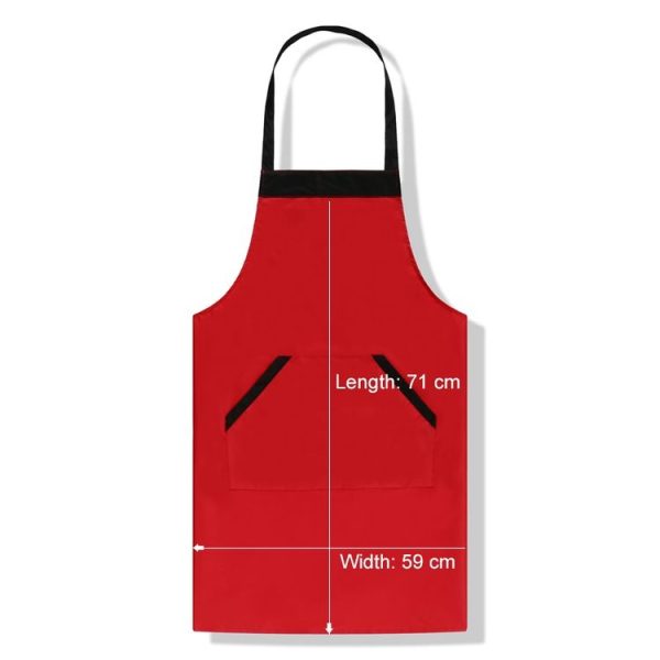 Solid Color Polyester Home Apron Antifouling Simple Adult Apron (Red) - Image 2