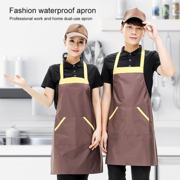 Solid Color Polyester Home Apron Antifouling Simple Adult Apron (Red) - Image 7