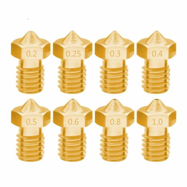 8 PCS Bugatti 3D Printer Accessories E3D-V5 V6 Nozzle M6 Thread Consumables Hot Nozzle, Size: 1.75 / 0.4mm