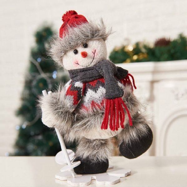 Retro Style Christmas Ski Figurine Christmas Decoration (Snowman)