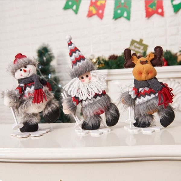 Retro Style Christmas Ski Figurine Christmas Decoration (Snowman) - Image 3