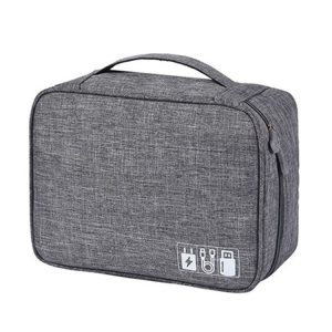 Digital Cable Bag Men Portable Travel Gadgets Pouch Power Cord Charger Headset Organizer (Gray)