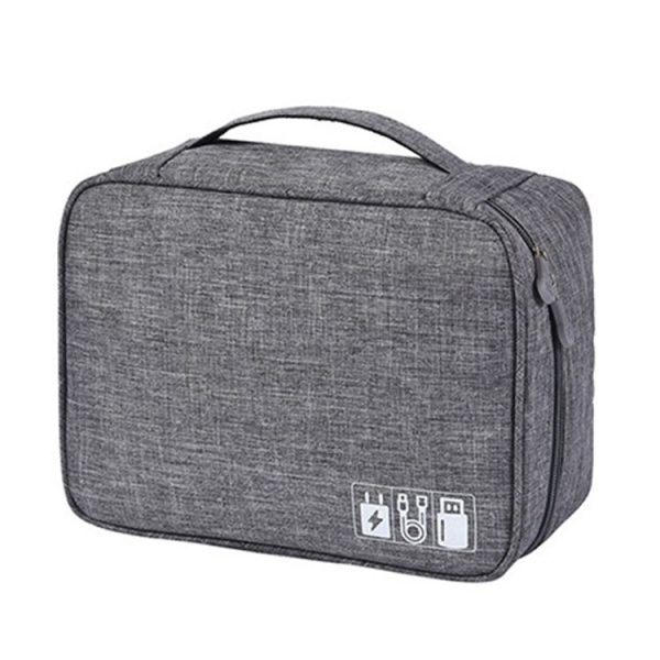 Digital Cable Bag Men Portable Travel Gadgets Pouch Power Cord Charger Headset Organizer (Gray)
