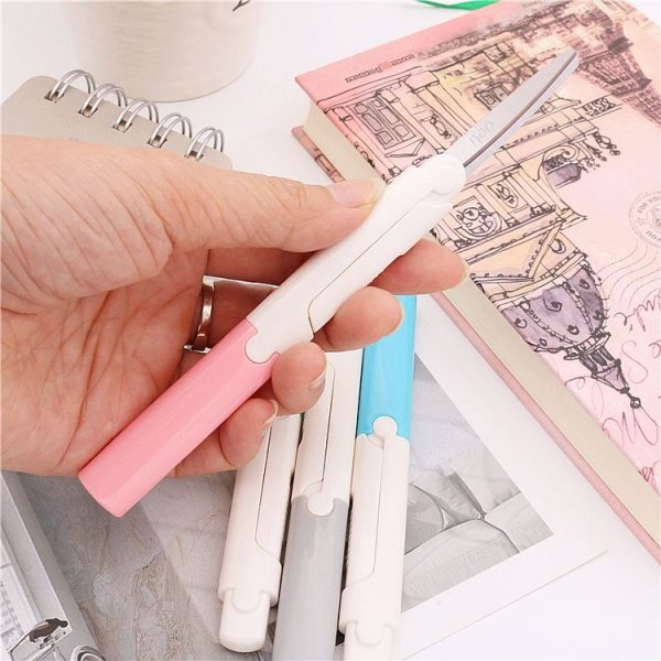 Portable Stationery Scissors Office Student Colour Folding Paper Cutting Tools, Random Color Delivery - Image 3