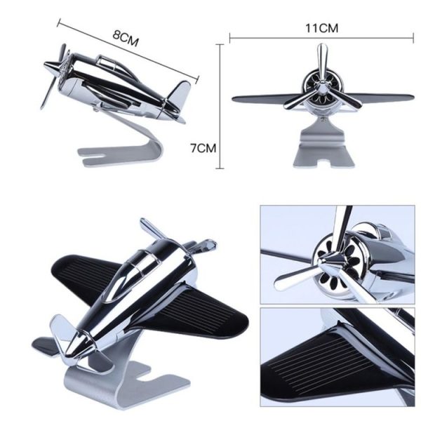 Aromatherapy Decorations for Cars Solar Aircraft Car Decorations (Silver) - Image 3