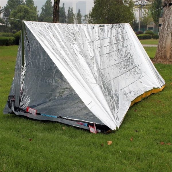Emergency Simple Tent Outdoor Rescue Blanket First Aid Sunscreen Insulation Blanket, Color: Silver - Image 4