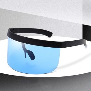 Anti-peeping Sun Mirror Integrated Anti-foam Sunscreen Mask, Color: Black Frame Blue