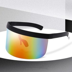 Anti-peeping Sun Mirror Integrated Anti-foam Sunscreen Mask, Color: Black Frame Rainbow