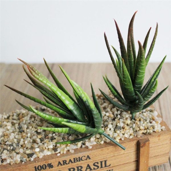 Artificial Mini Aloe Plastic Plants Craft Floristry Landscape Garden Family Office Decoration (Flocking Green Yellow Tip) - Image 4