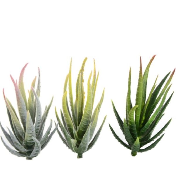 Artificial Mini Aloe Plastic Plants Craft Floristry Landscape Garden Family Office Decoration (Flocking Green Yellow Tip) - Image 7