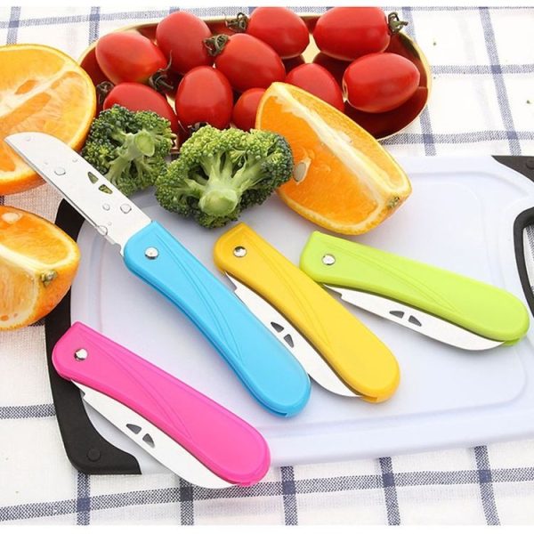 5 PCS Pocket Pare Peel Ceramic Kitchen Fruit Fold Knife Cutlery Cutter Peeler Vegetable Cut Slicer (Yellow) - Image 3