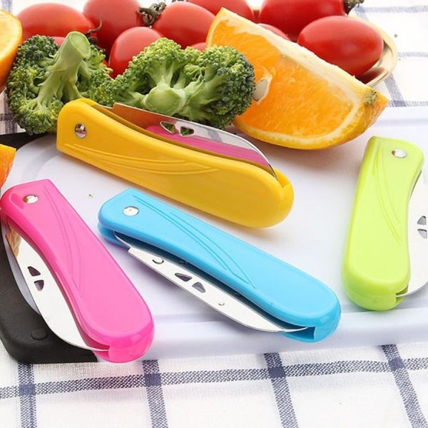 5 PCS Pocket Pare Peel Ceramic Kitchen Fruit Fold Knife Cutlery Cutter Peeler Vegetable Cut Slicer (Yellow) - Image 5