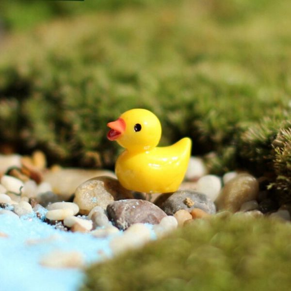 5 PCS Mini Doll House Accessories Resin Three-dimensional Small Yellow Duck Plant Decoration - Image 3