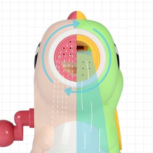 Children Water Toys Hand-cranked Dinosaur Shower Water Spraying Toys (Coral Red) - Image 4