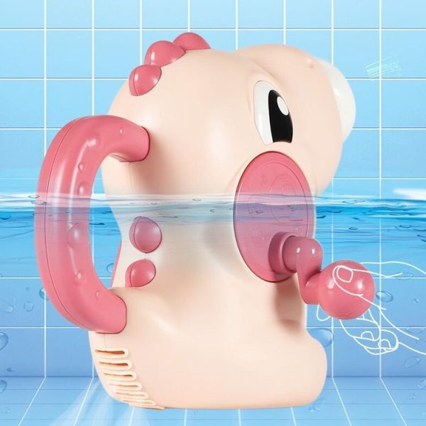 Children Water Toys Hand-cranked Dinosaur Shower Water Spraying Toys (Coral Red) - Image 6