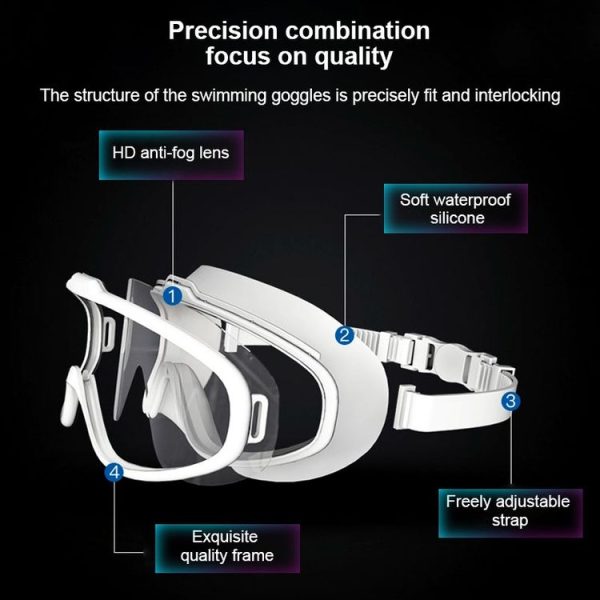 Liquid Silicone Swimming Equipment HD Anti-fog Comfortable Electroplated Swimming Goggles (White Gold Plated) - Image 6