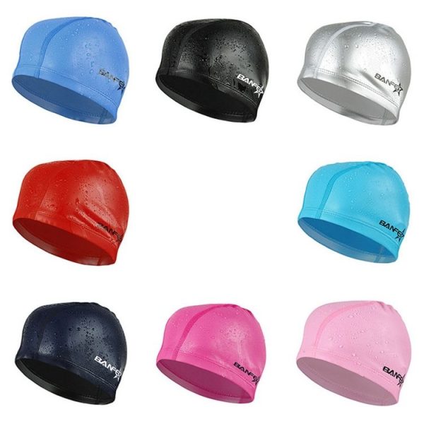 Adult Unisex PU Coated Comfortable Waterproof Swimming Cap (Pink) - Image 5