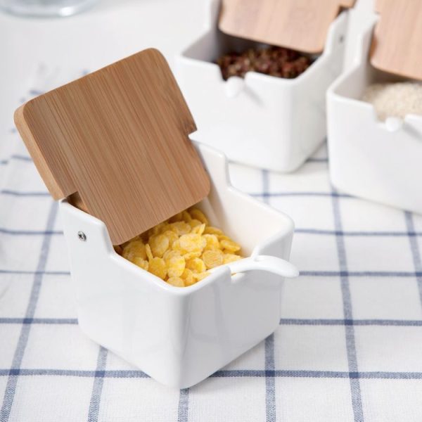Household Ceramic Seasoning Jar Set Kitchen Supplies, Size: Single Can with Spoon - Image 3