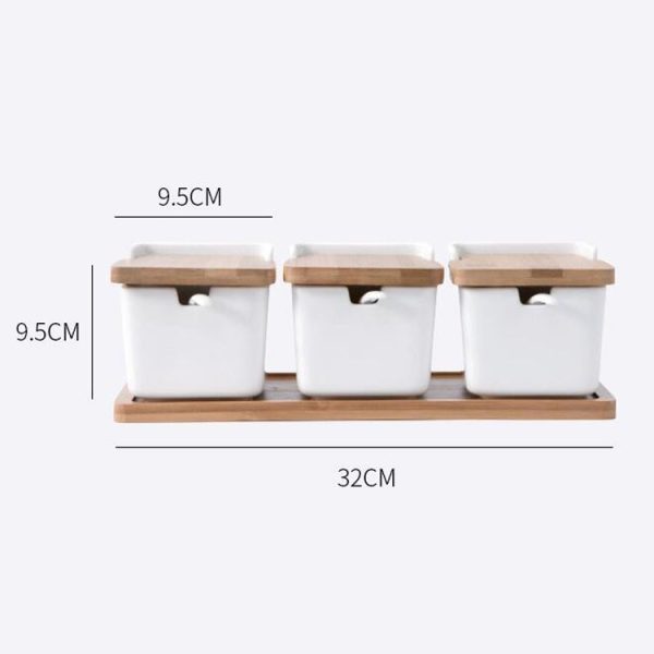 Household Ceramic Seasoning Jar Set Kitchen Supplies, Size: Three-piece Suit with Three Spoons - Image 7