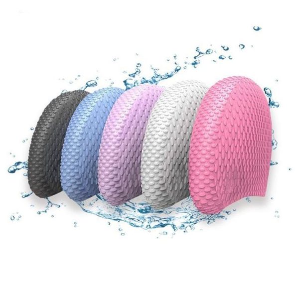 Particles Thickening High Elasticity Non-slip Silicone Swimming Cap (Purple) - Image 5