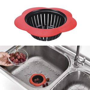 Portable Handheld Outfall Water Tank Strainer Sink Filter Floor Drain Bathroom Kitchen Gadget (Red)