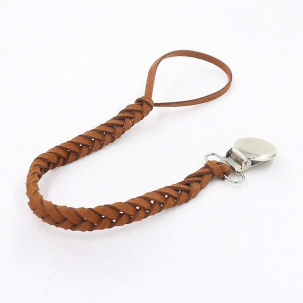 3 PCS Baby Pacifier Chain Leather Woven Anti-off Chain (Brown) - Image 2