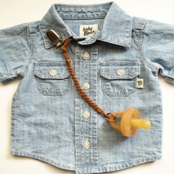 3 PCS Baby Pacifier Chain Leather Woven Anti-off Chain (Brown) - Image 3