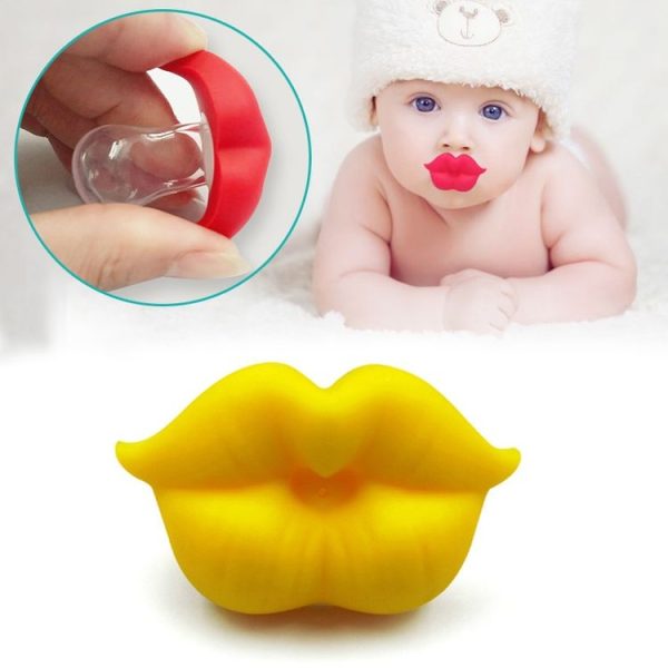 3 PCS Newborn Pacifier Red Lips Dummy Pacifiers Funny Silicone Baby Nipples Teether Soothers Pacifier (Yellow)