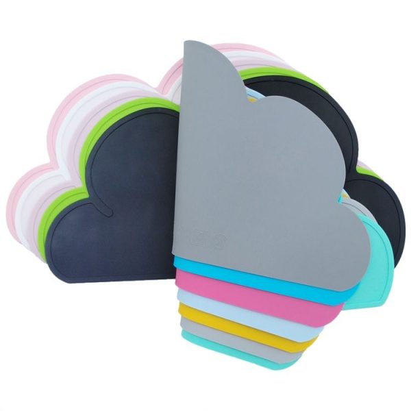 Children Cloud Silicone Placemat Waterproof Environmental Protection Student Table Mat, Color: Light Green - Image 2