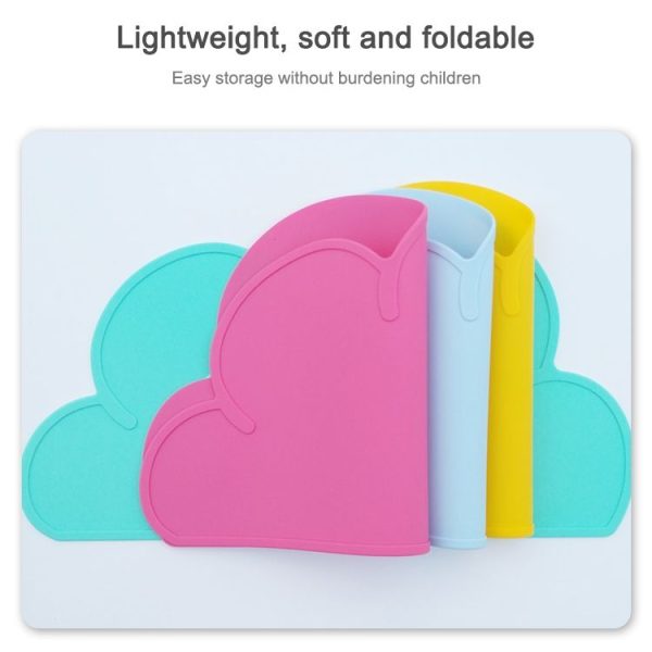 Children Cloud Silicone Placemat Waterproof Environmental Protection Student Table Mat, Color: Light Green - Image 3