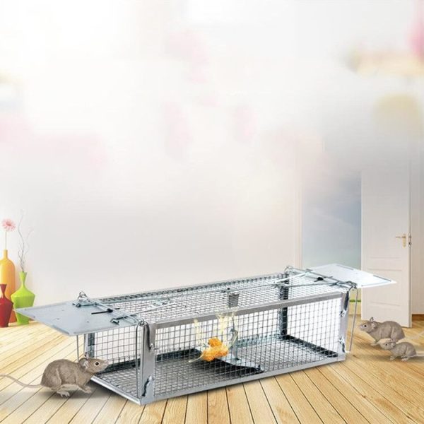 Household Mouse Cage Mousetrap with Double Door (Silver)