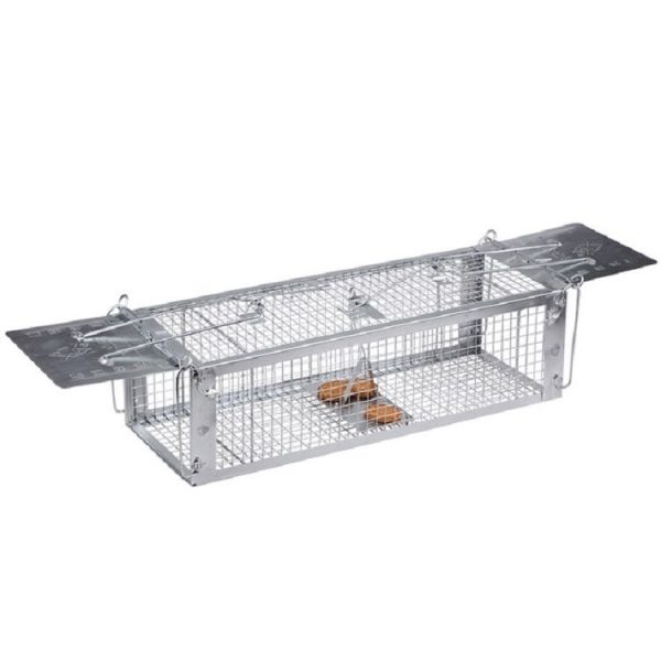Household Mouse Cage Mousetrap with Double Door (Silver) - Image 3